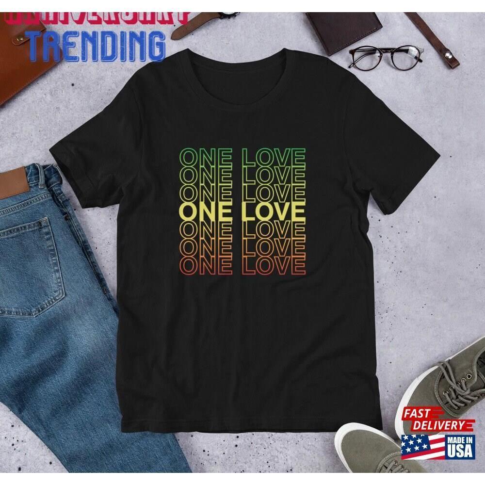 One Love Rasta Fade Unisex Concert Tshirt   Classic